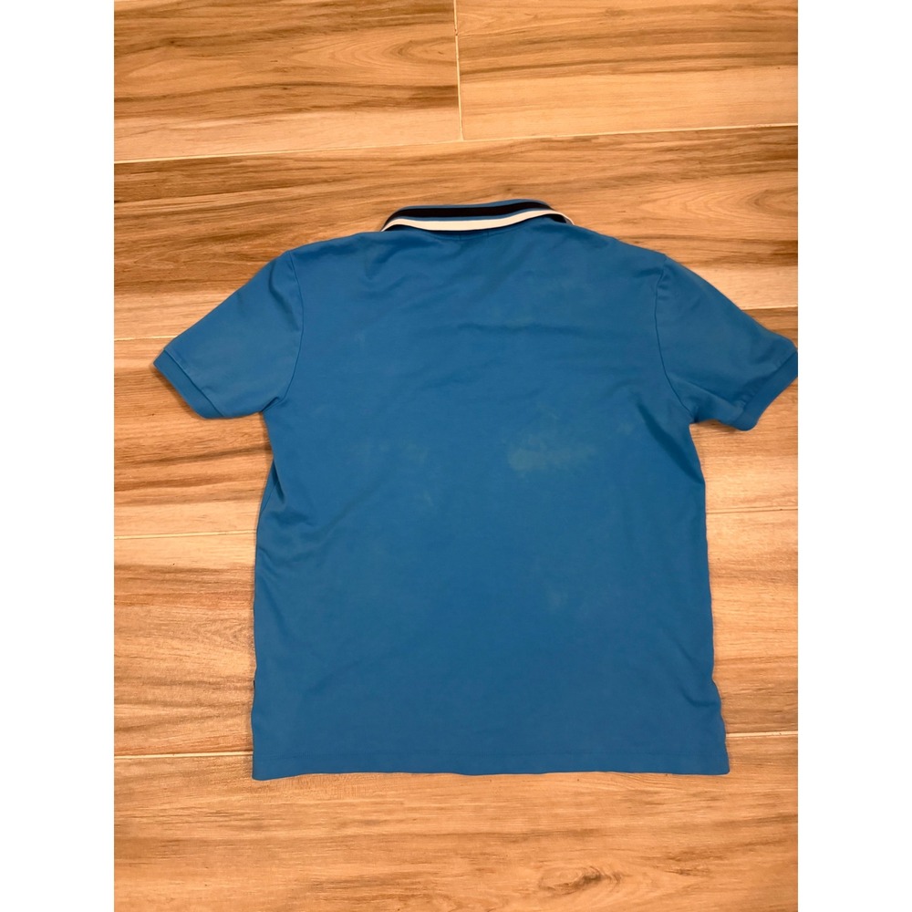 Hugo Boss Slim Fit Polo Shirt Mens Blue Tipped Collar Short Sleeve Cotton Logo - Picture 6 of 6